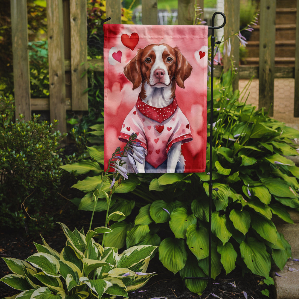 Brittany Spaniel My Valentine Garden Flag Mailbox Decorative Yard Banner Outside Patio Artwork for Flower Beds, Garden Size, Multicolor