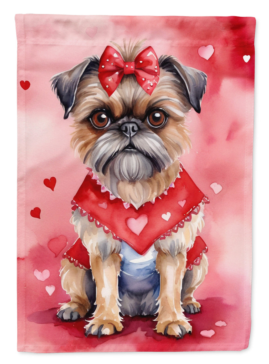 Brussels Griffon My Valentine Garden Flag Mailbox Decorative Yard Banner Outside Patio Artwork for Flower Beds, Garden Size, Multicolor