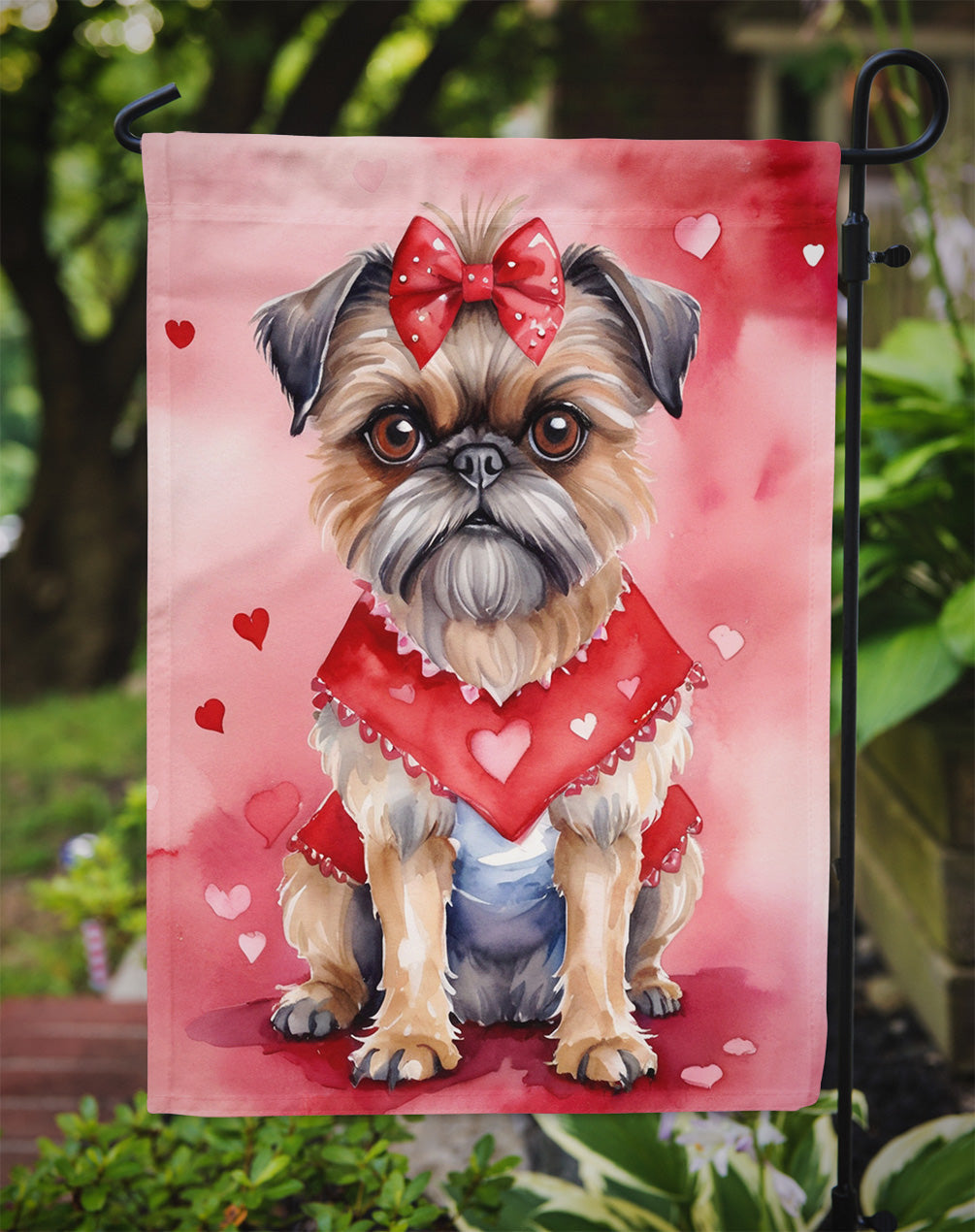 Brussels Griffon My Valentine Garden Flag Mailbox Decorative Yard Banner Outside Patio Artwork for Flower Beds, Garden Size, Multicolor