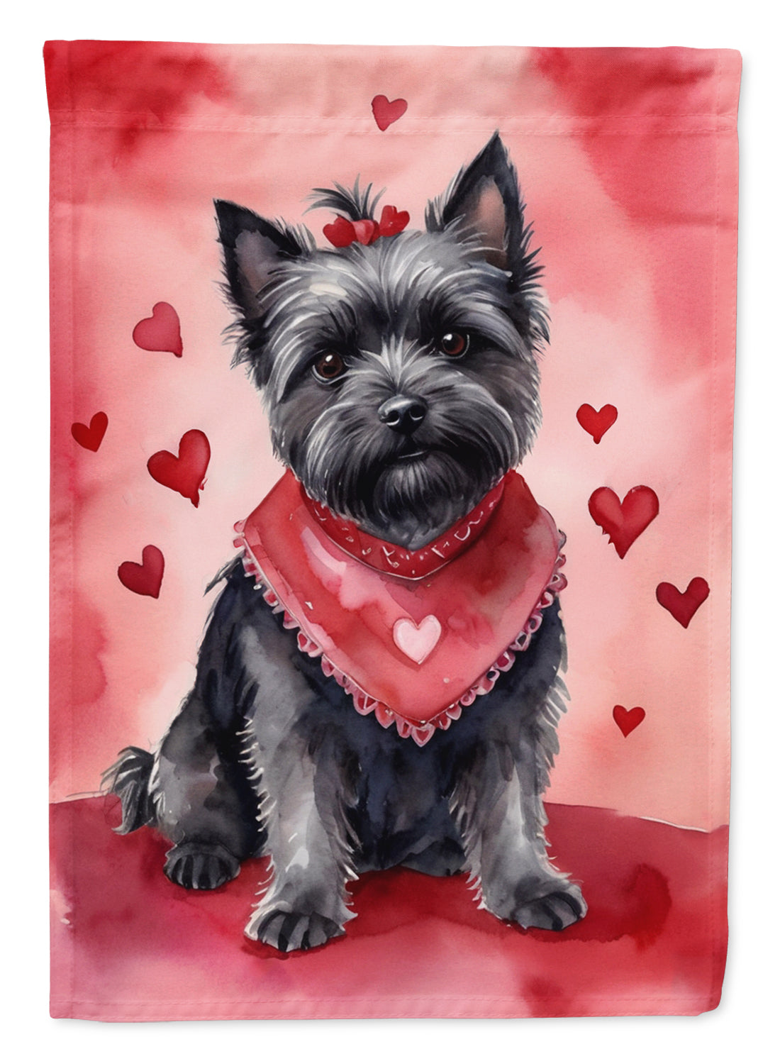 Cairn Terrier My Valentine House Flag 28x40 Porch Sleeve Pole Decorative Outside Yard Banner Artwork Wall Hanging, Polyester