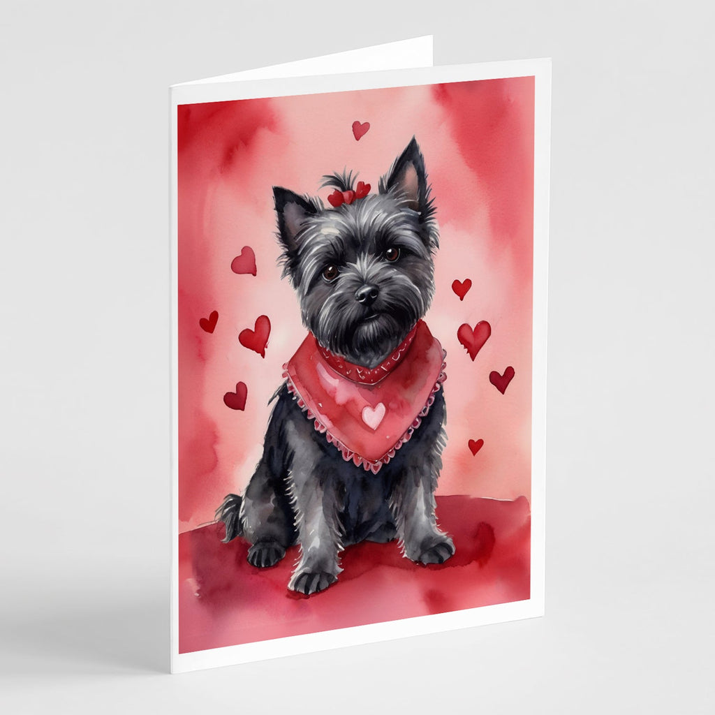 Cairn Terrier My Valentine Greeting Cards Pack of 8 Blank Cards with Envelopes Whimsical A7 Size 5x7
