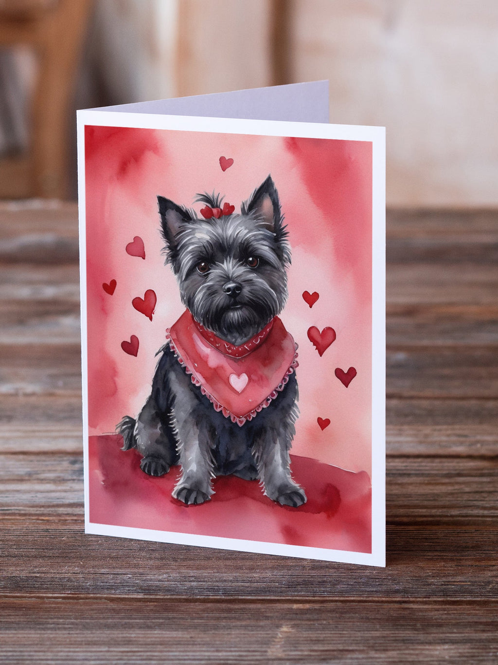 Cairn Terrier My Valentine Greeting Cards Pack of 8 Blank Cards with Envelopes Whimsical A7 Size 5x7