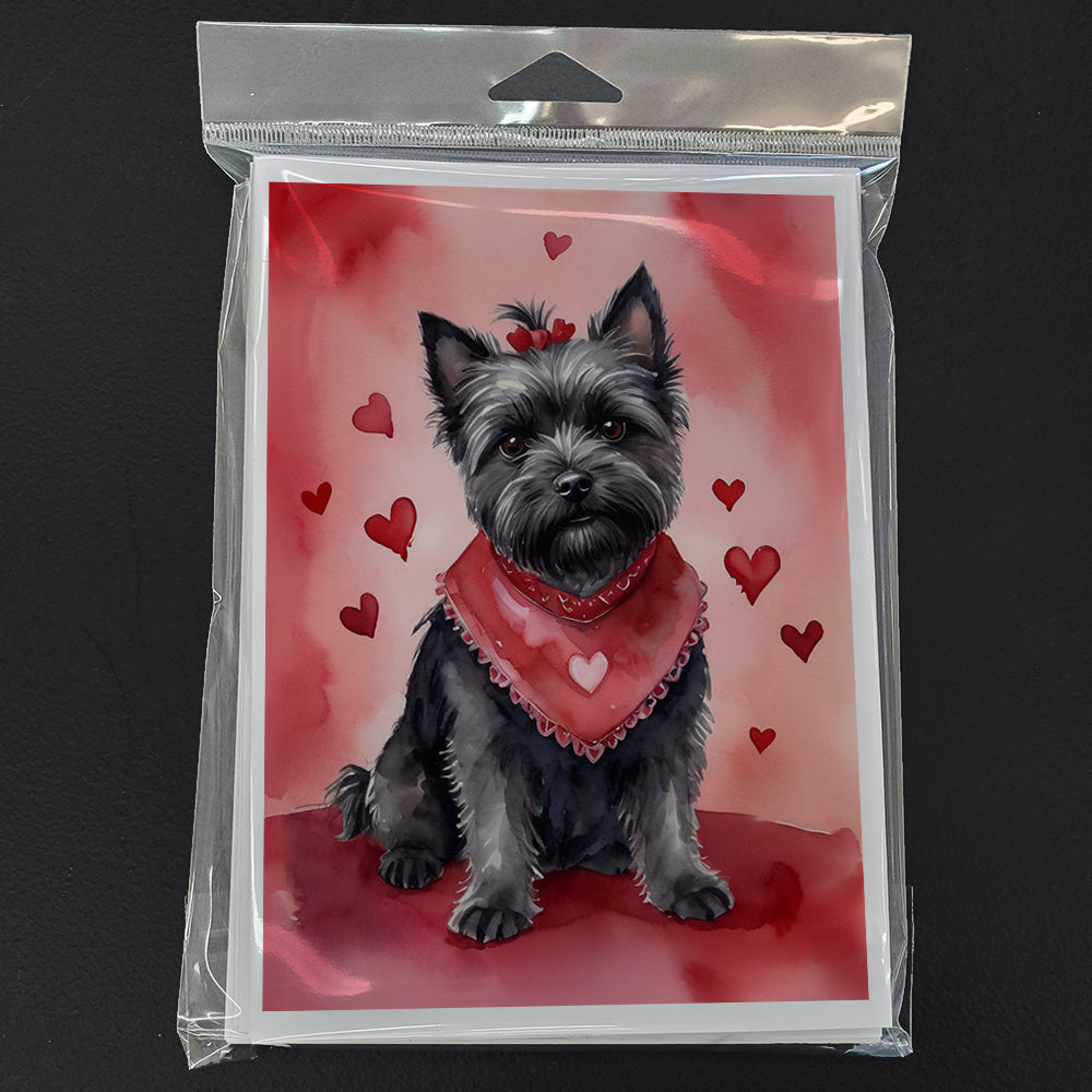 Cairn Terrier My Valentine Greeting Cards Pack of 8 Blank Cards with Envelopes Whimsical A7 Size 5x7
