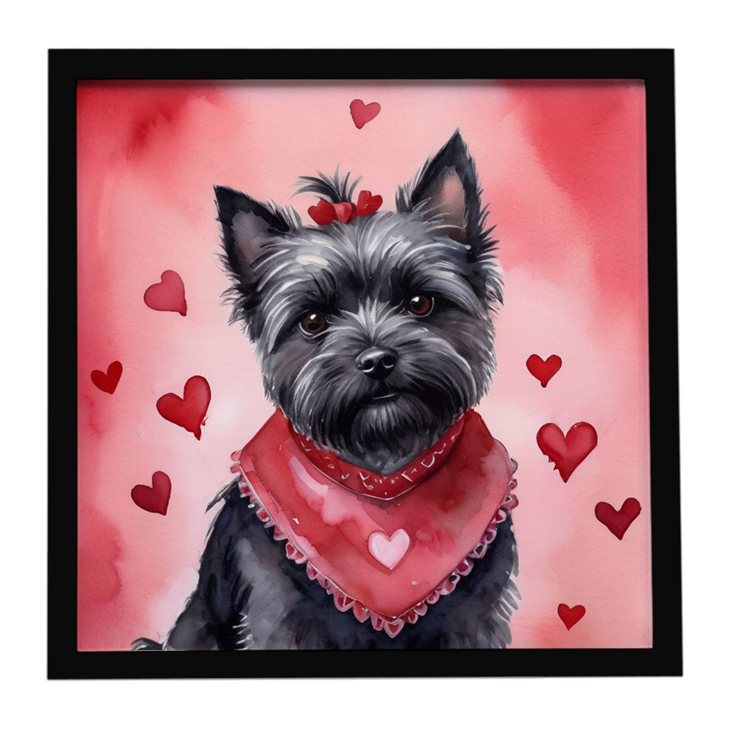 Cairn Terrier My Valentine Framed Metal Print Bathroom, Kitchen, Office, Home Decor Wall Art Ready to Hang, Square, 8X8
