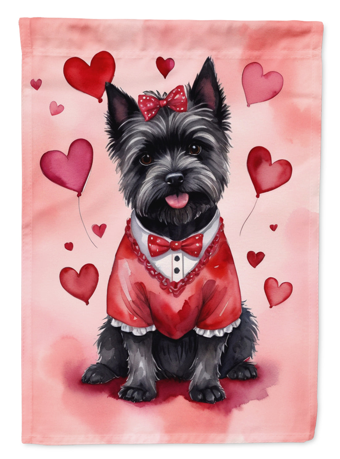 Cairn Terrier My Valentine House Flag 28x40 Porch Sleeve Pole Decorative Outside Yard Banner Artwork Wall Hanging, Polyester