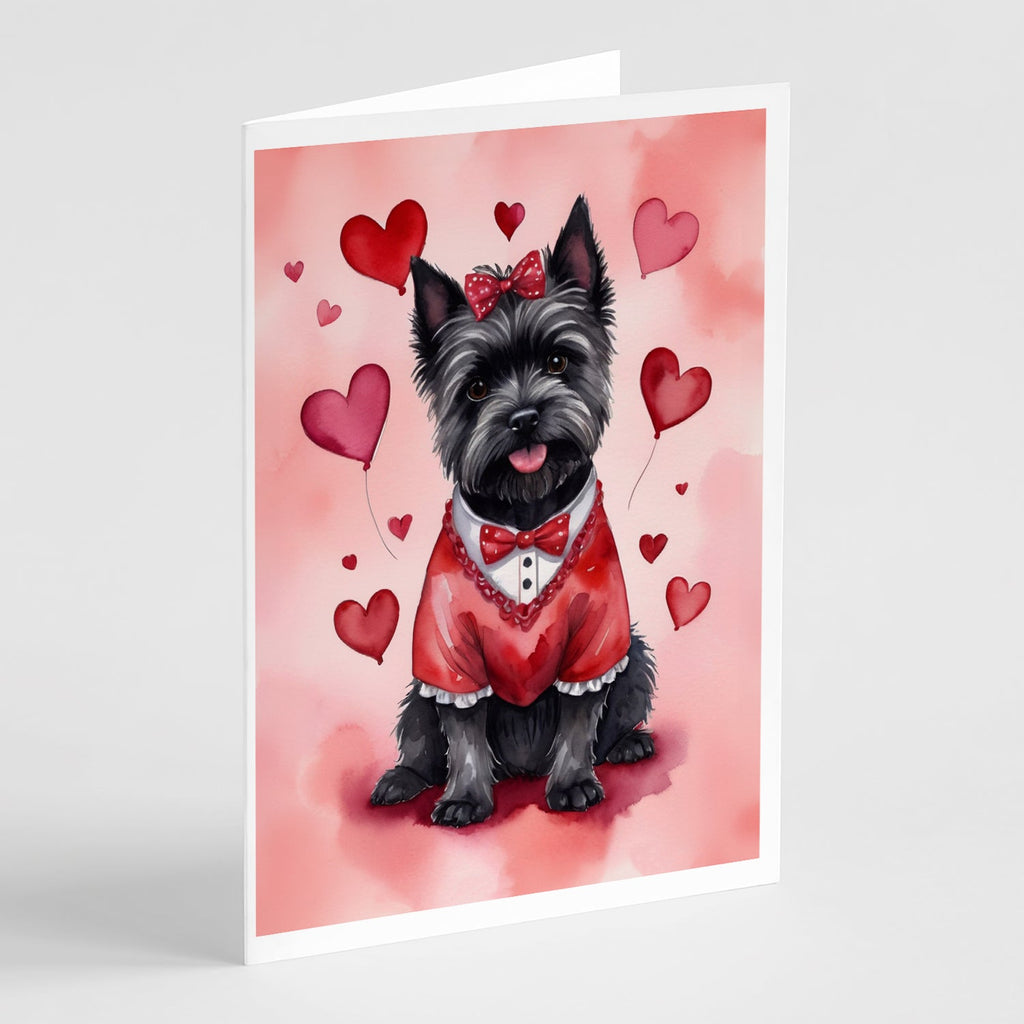 Cairn Terrier My Valentine Greeting Cards Pack of 8 Blank Cards with Envelopes Whimsical A7 Size 5x7