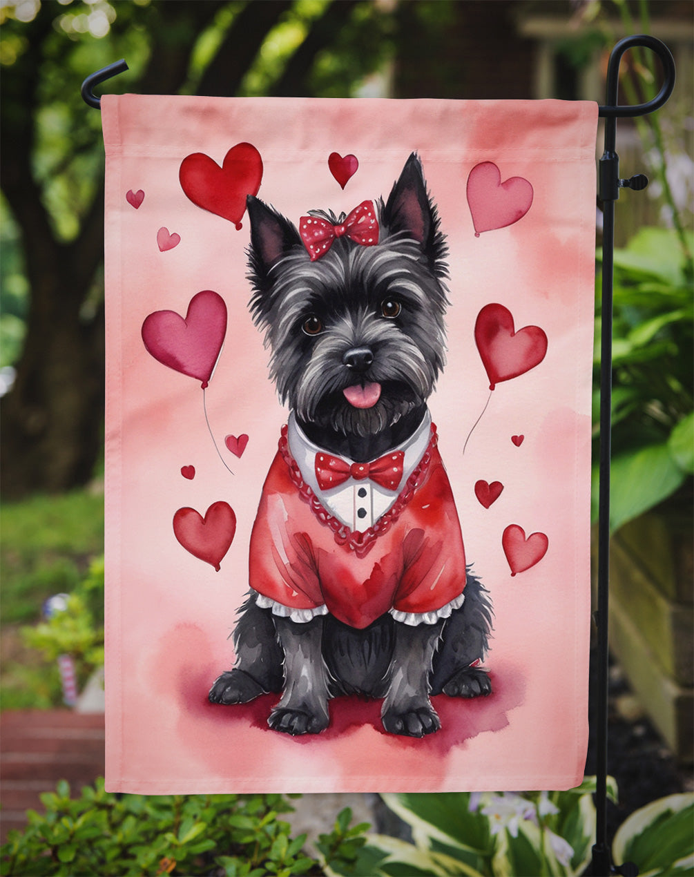 Cairn Terrier My Valentine Garden Flag Mailbox Decorative Yard Banner Outside Patio Artwork for Flower Beds, Garden Size, Multicolor