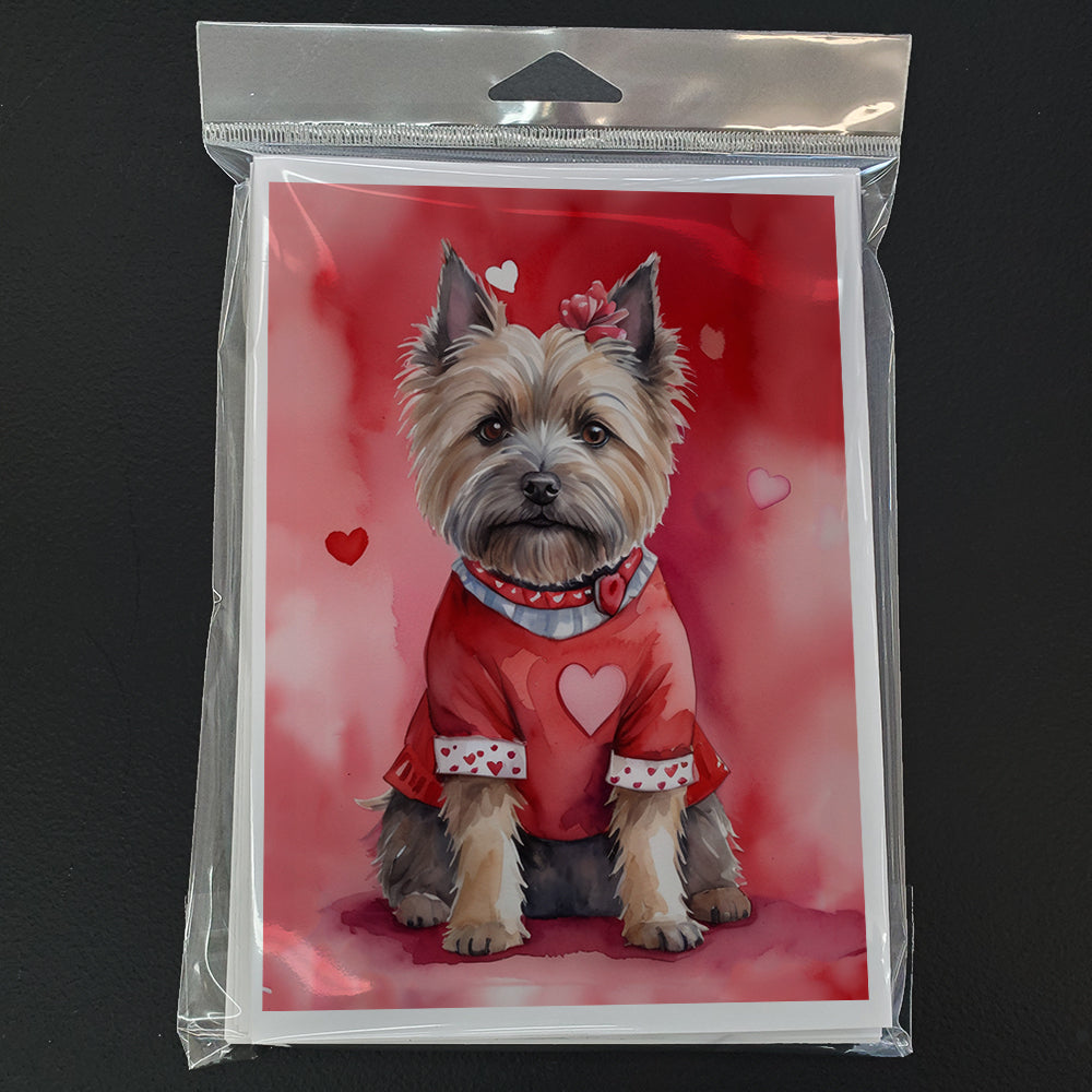 Cairn Terrier My Valentine Greeting Cards Pack of 8 Blank Cards with Envelopes Whimsical A7 Size 5x7