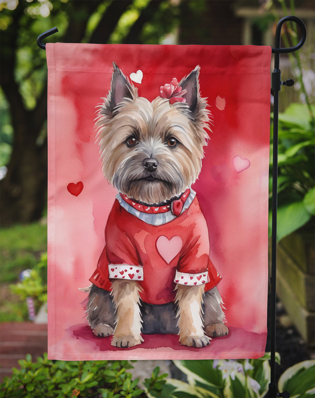 Cairn Terrier My Valentine Garden Flag Mailbox Decorative Yard Banner Outside Patio Artwork for Flower Beds, Garden Size, Multicolor
