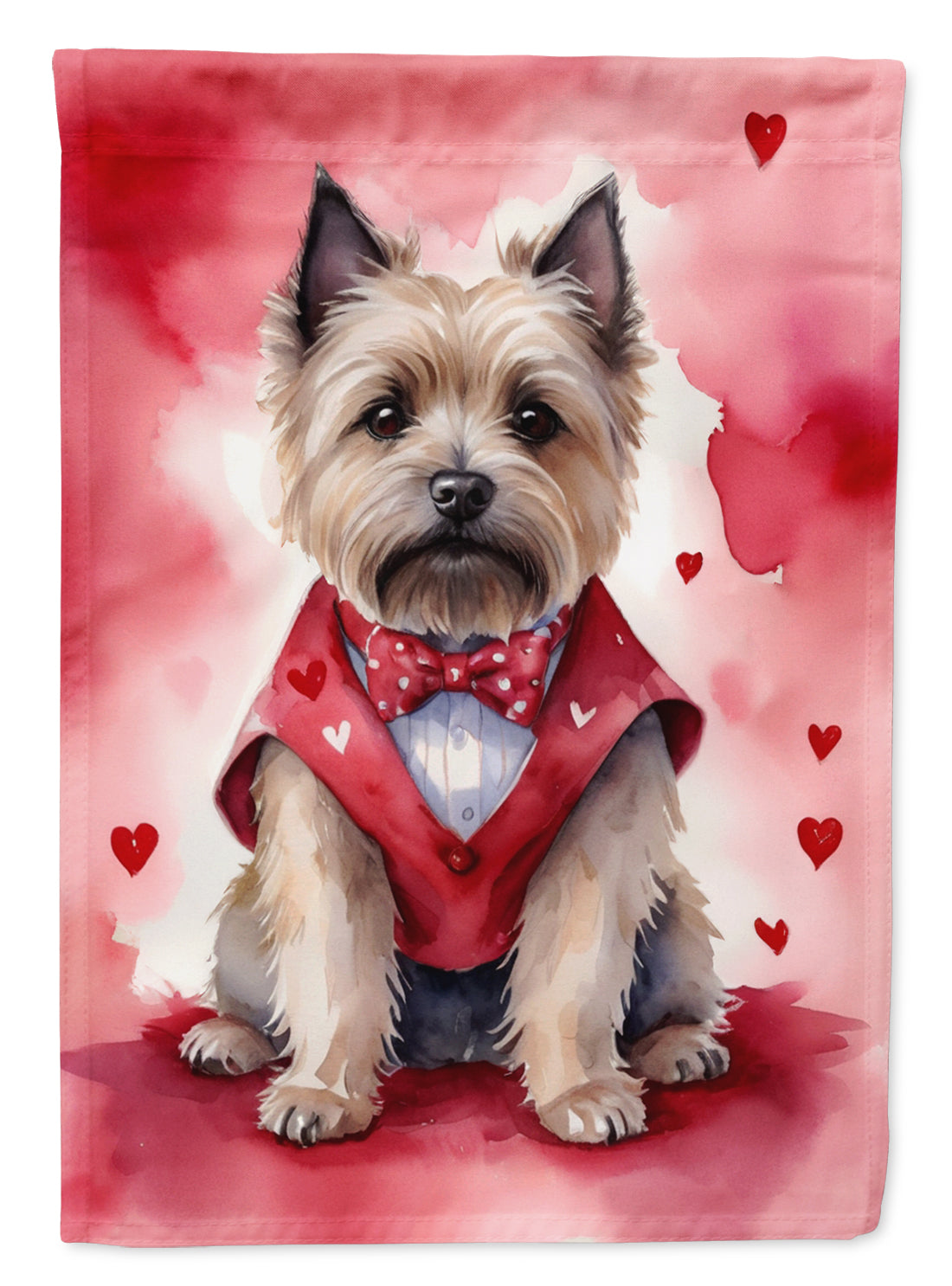 Cairn Terrier My Valentine House Flag 28x40 Porch Sleeve Pole Decorative Outside Yard Banner Artwork Wall Hanging, Polyester