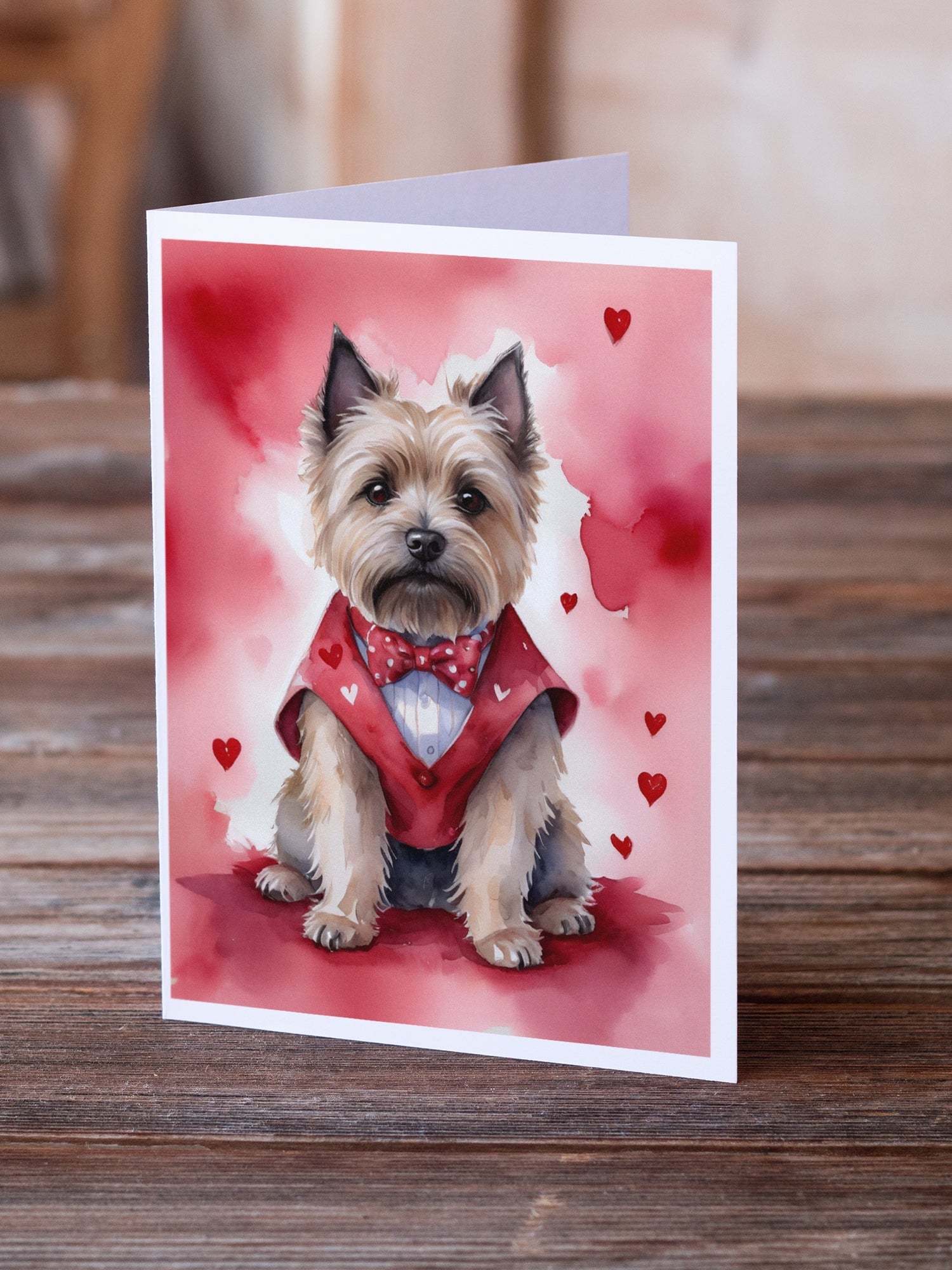 Cairn Terrier My Valentine Greeting Cards Pack of 8 Blank Cards with Envelopes Whimsical A7 Size 5x7