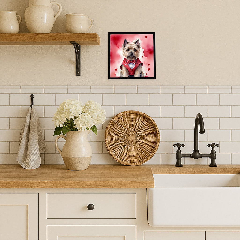 Cairn Terrier My Valentine Framed Metal Print Bathroom, Kitchen, Office, Home Decor Wall Art Ready to Hang, Square, 8X8