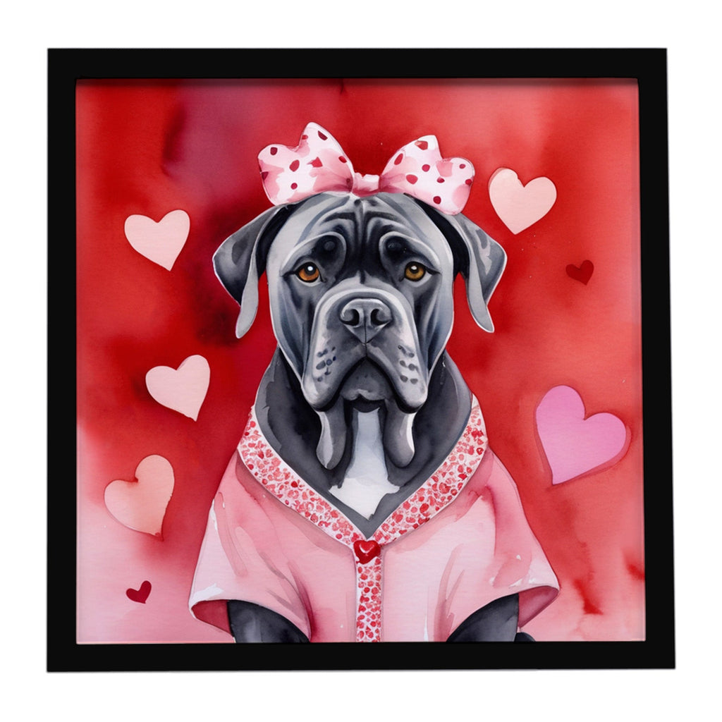 Cane Corso My Valentine Framed Metal Print Bathroom, Kitchen, Office, Home Decor Wall Art Ready to Hang, Square, 8X8