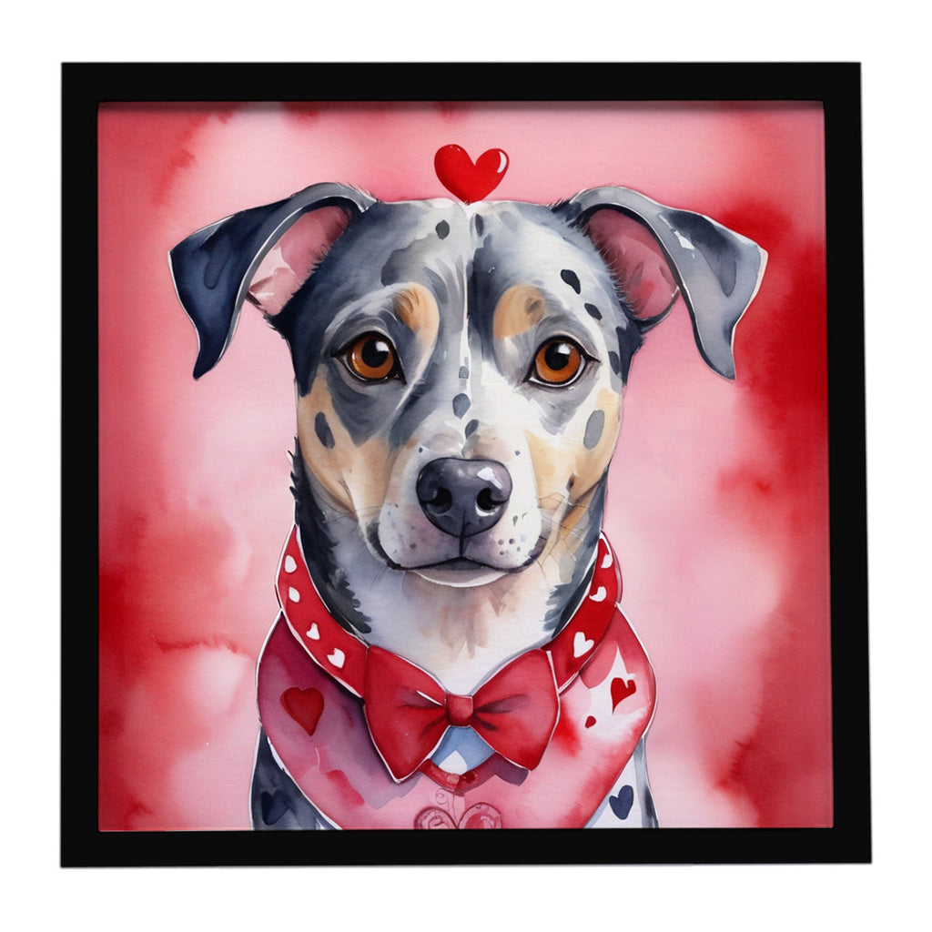 Catahoula My Valentine Framed Metal Print Bathroom, Kitchen, Office, Home Decor Wall Art Ready to Hang, Square, 8X8