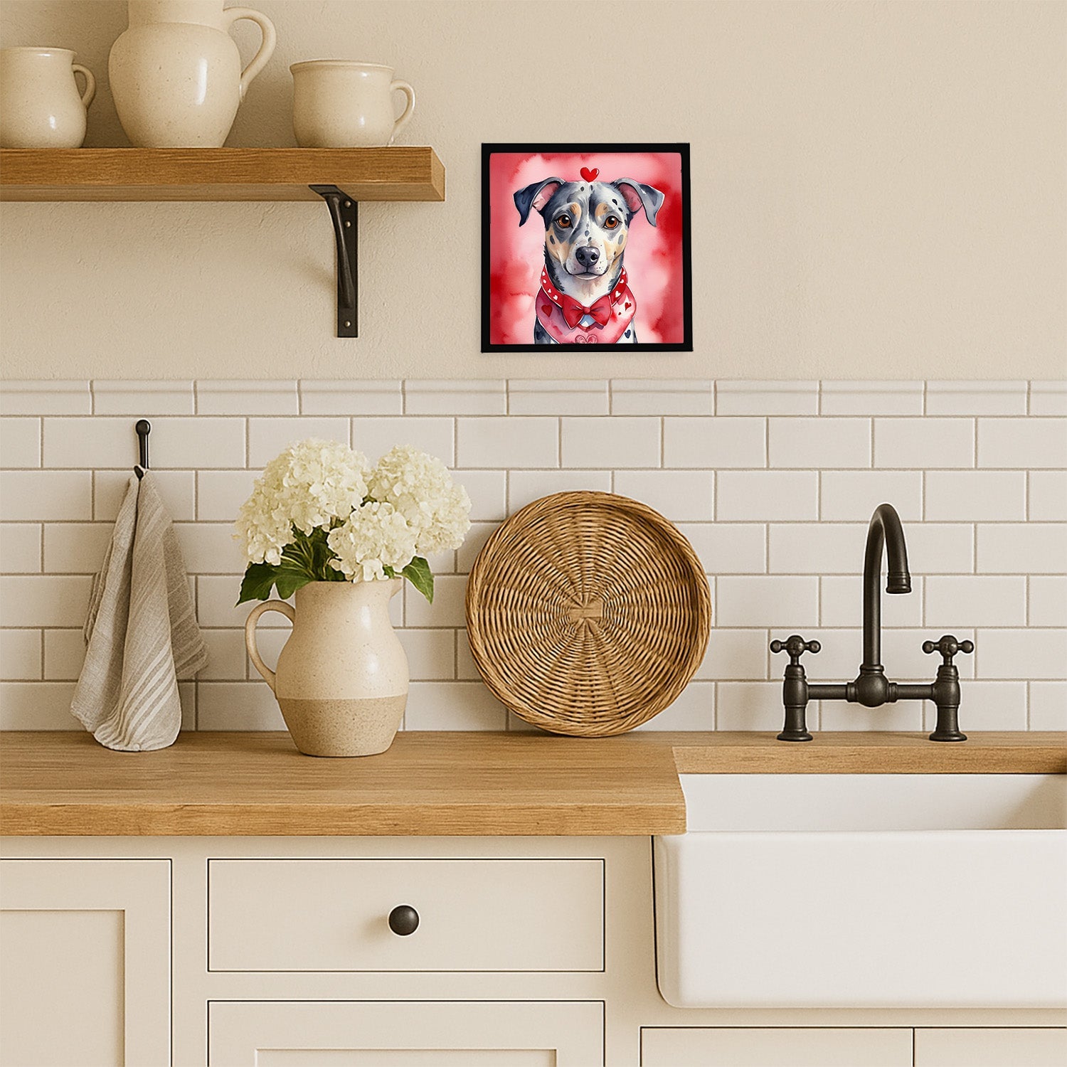 Catahoula My Valentine Framed Metal Print Bathroom, Kitchen, Office, Home Decor Wall Art Ready to Hang, Square, 8X8