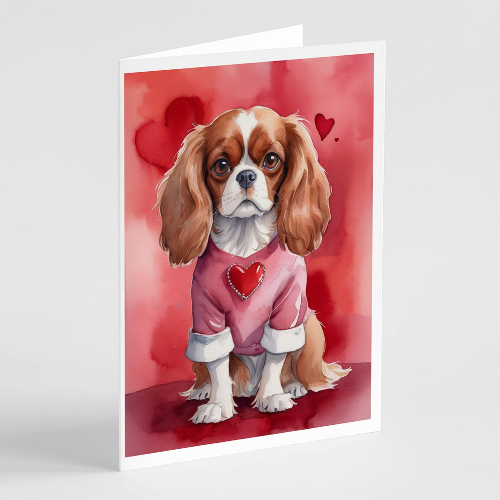 Cavalier Spaniel My Valentine Greeting Cards Pack of 8 Blank Cards with Envelopes Whimsical A7 Size 5x7