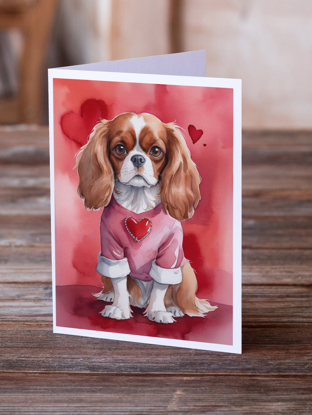 Cavalier Spaniel My Valentine Greeting Cards Pack of 8 Blank Cards with Envelopes Whimsical A7 Size 5x7