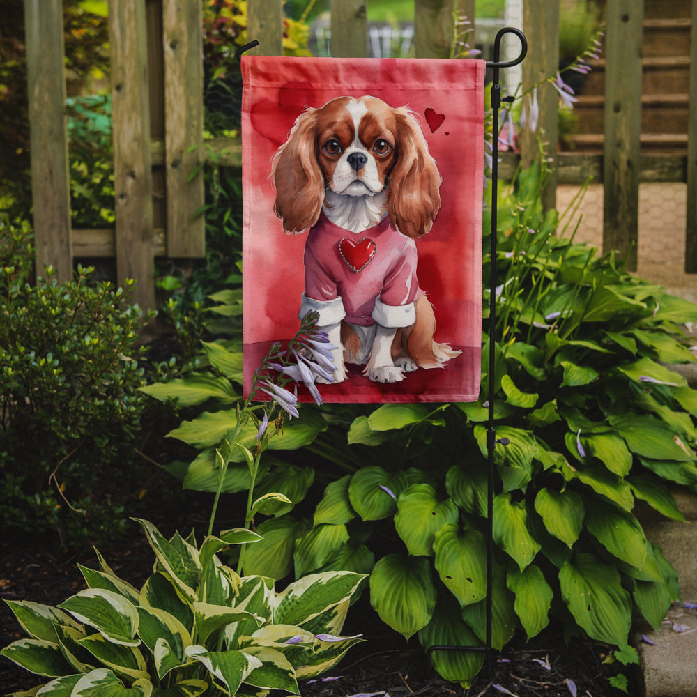 Cavalier Spaniel My Valentine Garden Flag Mailbox Decorative Yard Banner Outside Patio Artwork for Flower Beds, Garden Size, Multicolor