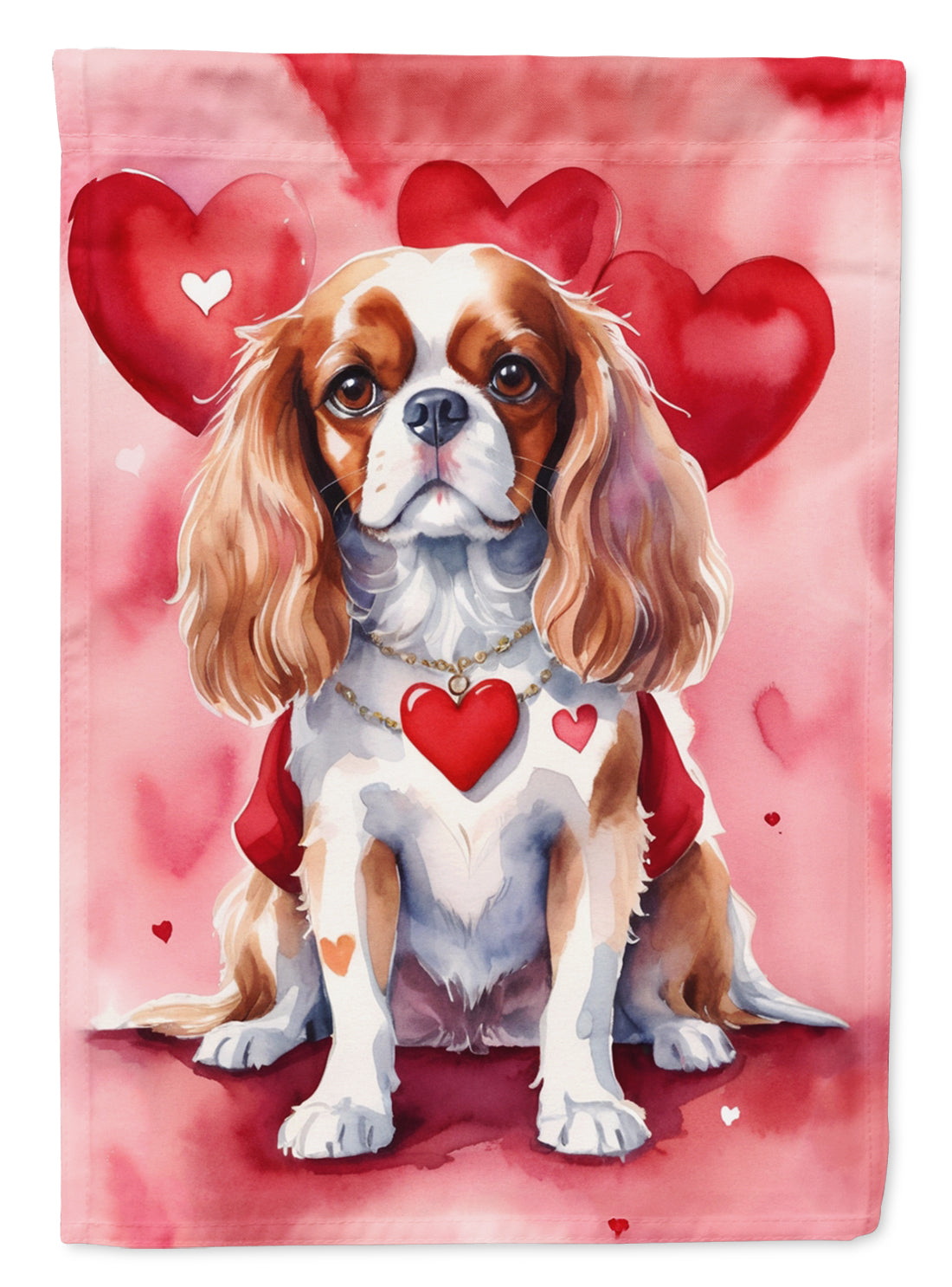 Cavalier Spaniel My Valentine Garden Flag Mailbox Decorative Yard Banner Outside Patio Artwork for Flower Beds, Garden Size, Multicolor