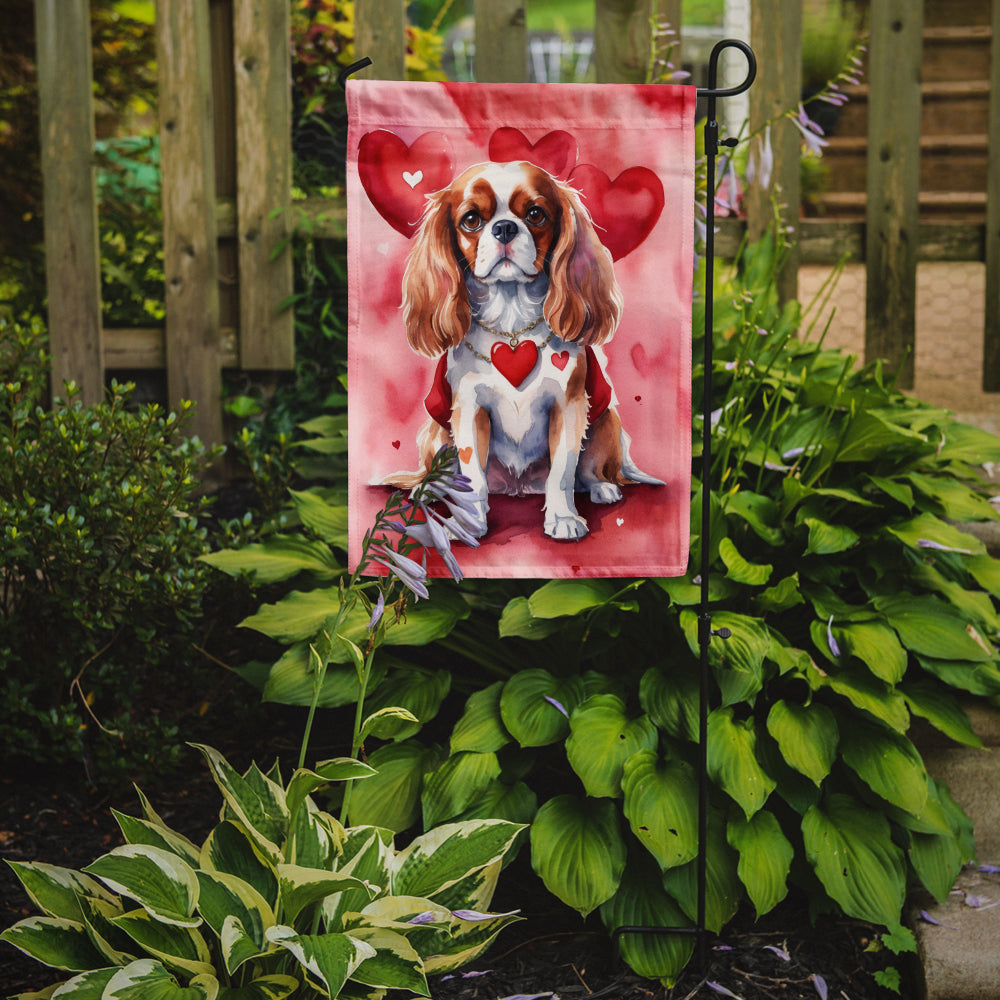 Cavalier Spaniel My Valentine Garden Flag Mailbox Decorative Yard Banner Outside Patio Artwork for Flower Beds, Garden Size, Multicolor