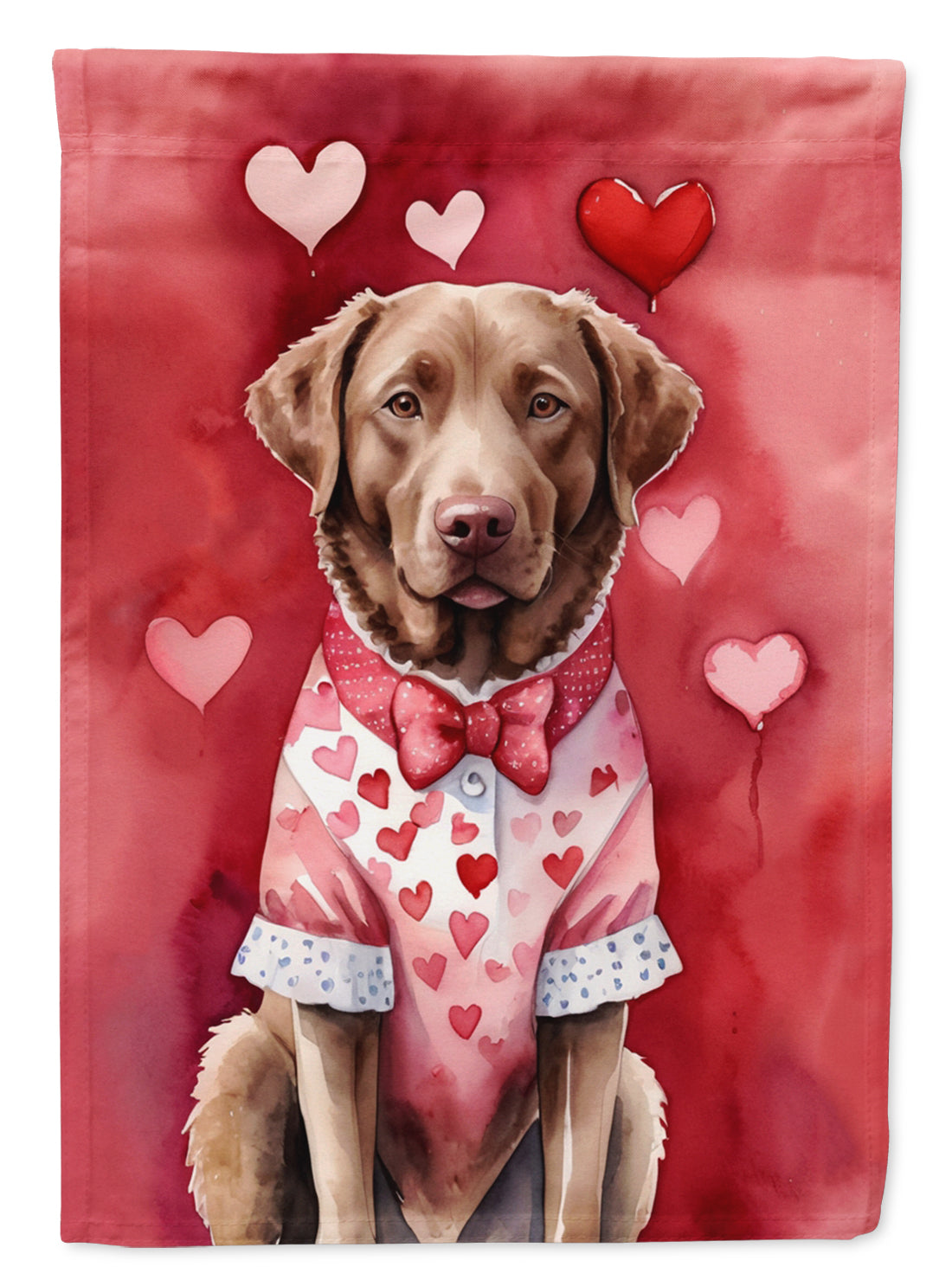 Chesapeake Bay Retriever My Valentine House Flag 28x40 Porch Sleeve Pole Decorative Outside Yard Banner Artwork Wall Hanging, Polyester