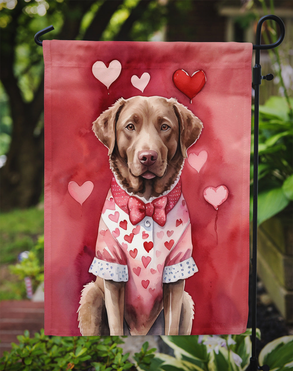 Chesapeake Bay Retriever My Valentine Garden Flag Mailbox Decorative Yard Banner Outside Patio Artwork for Flower Beds, Garden Size, Multicolor