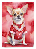Chihuahua My Valentine House Flag 28x40 Porch Sleeve Pole Decorative Outside Yard Banner Artwork Wall Hanging, Polyester