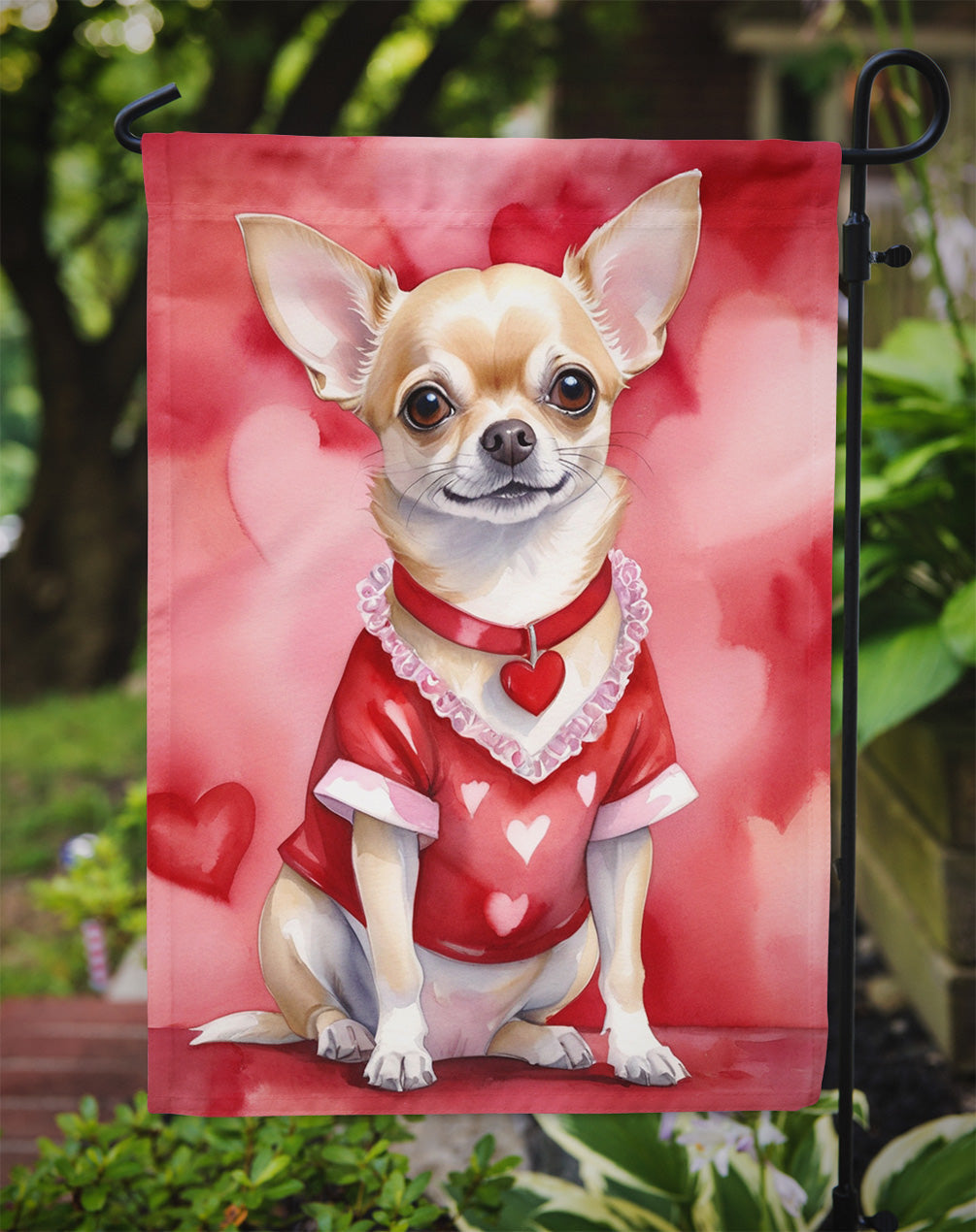 Chihuahua My Valentine Garden Flag Mailbox Decorative Yard Banner Outside Patio Artwork for Flower Beds, Garden Size, Multicolor