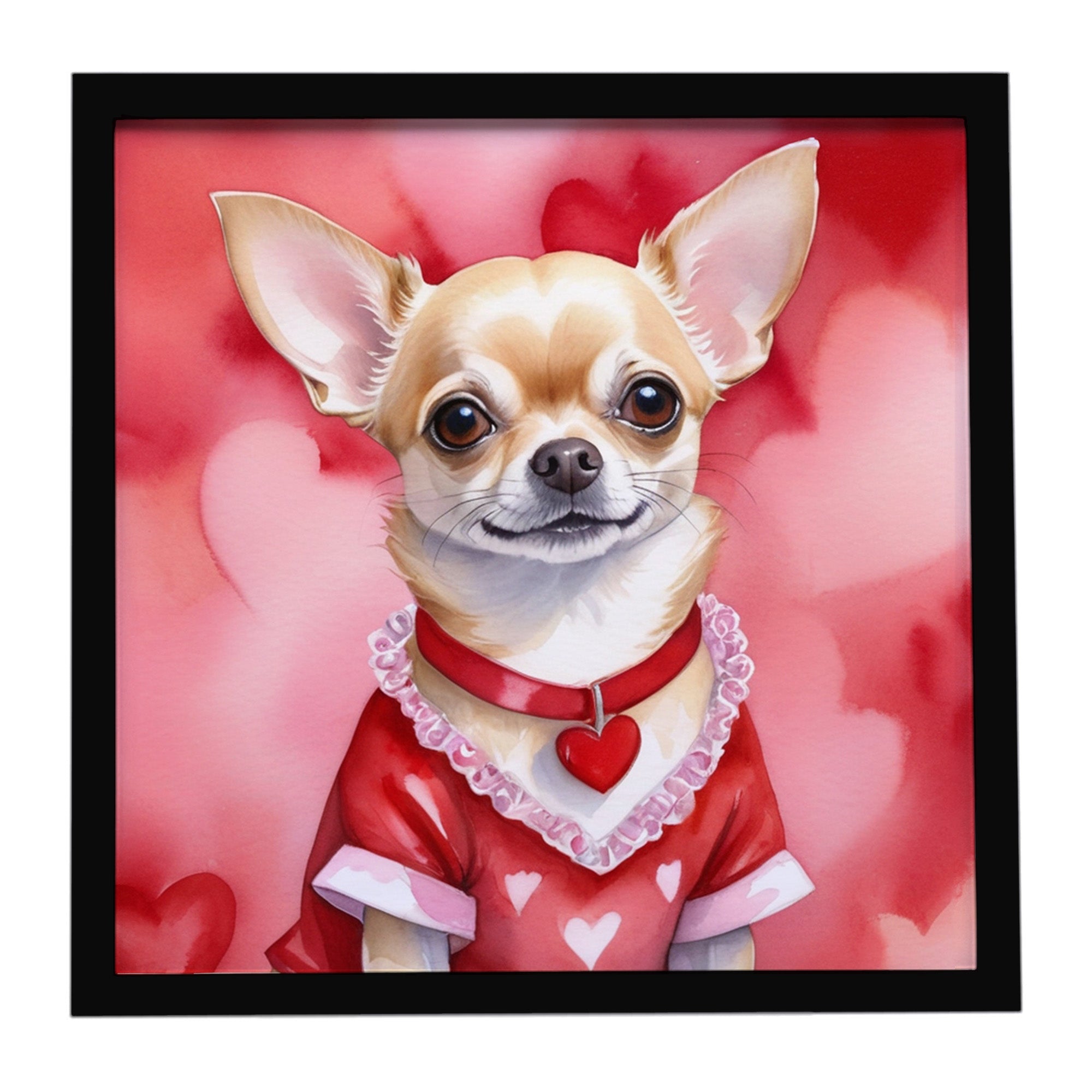 Chihuahua My Valentine Framed Metal Print Bathroom, Kitchen, Office, Home Decor Wall Art Ready to Hang, Square, 8X8