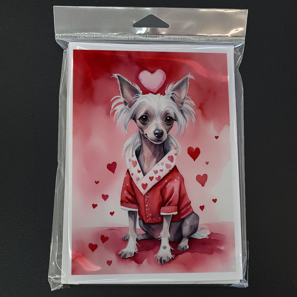Chinese Crested My Valentine Greeting Cards Pack of 8 Blank Cards with Envelopes Whimsical A7 Size 5x7