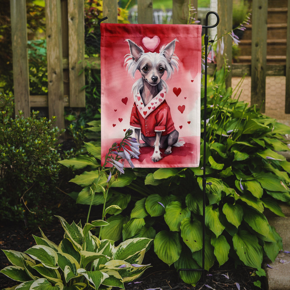 Chinese Crested My Valentine Garden Flag Mailbox Decorative Yard Banner Outside Patio Artwork for Flower Beds, Garden Size, Multicolor