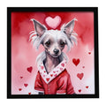 Chinese Crested My Valentine Framed Metal Print Bathroom, Kitchen, Office, Home Decor Wall Art Ready to Hang, Square, 8X8