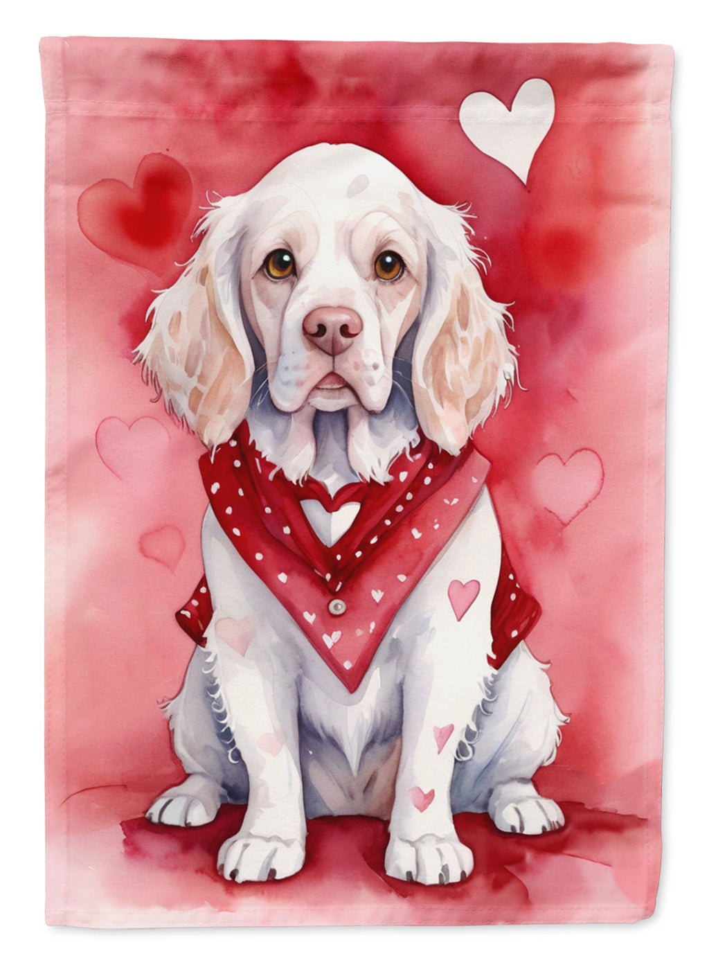 Clumber Spaniel My Valentine Garden Flag Mailbox Decorative Yard Banner Outside Patio Artwork for Flower Beds, Garden Size, Multicolor