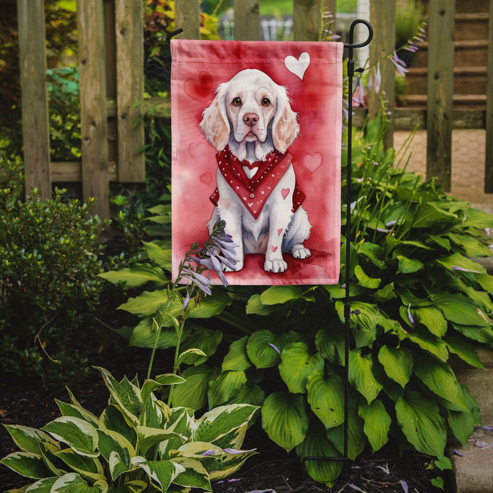 Clumber Spaniel My Valentine Garden Flag Mailbox Decorative Yard Banner Outside Patio Artwork for Flower Beds, Garden Size, Multicolor