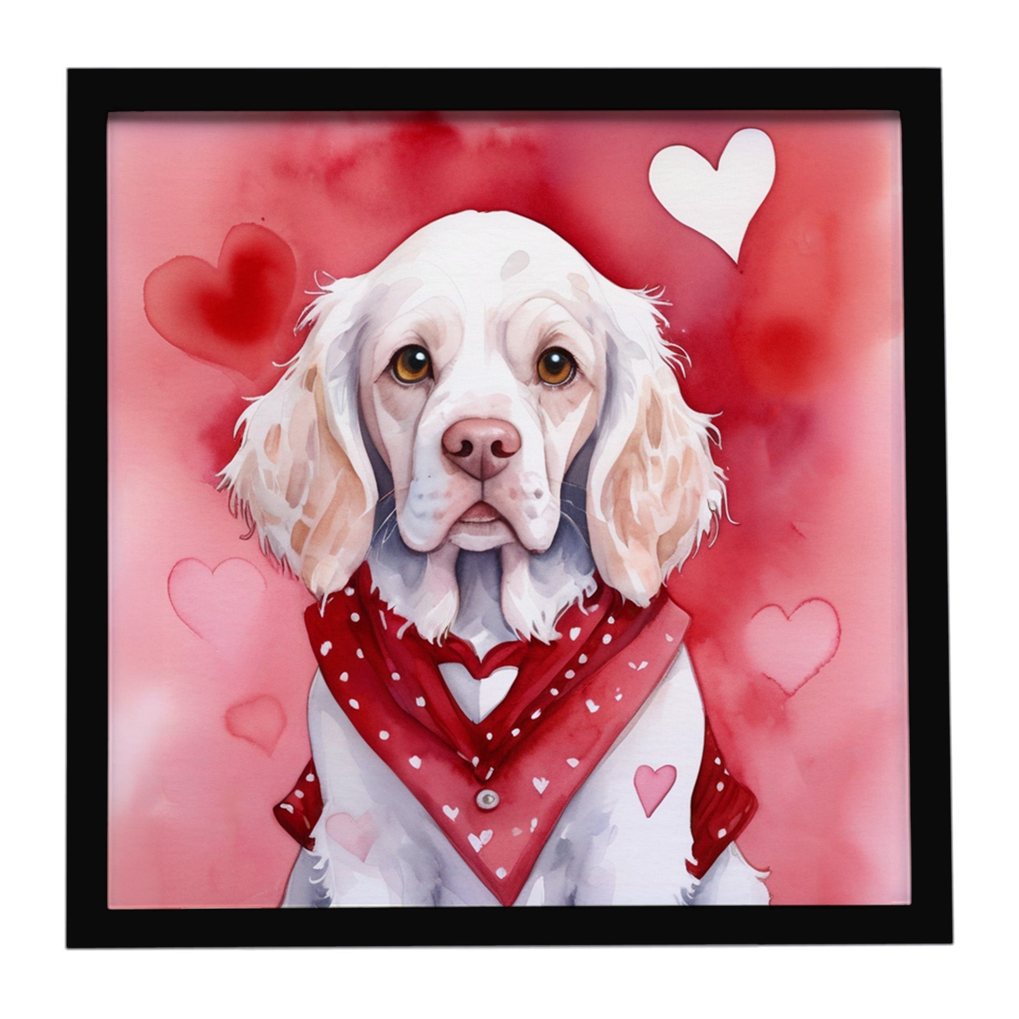 Clumber Spaniel My Valentine Framed Metal Print Bathroom, Kitchen, Office, Home Decor Wall Art Ready to Hang, Square, 8X8