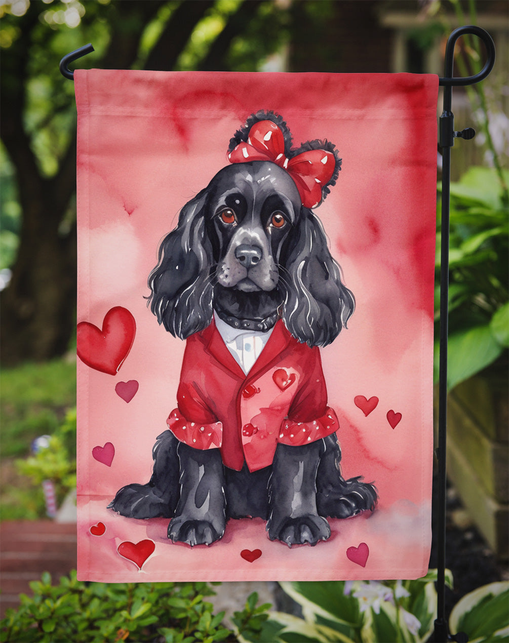 Cocker Spaniel My Valentine Garden Flag Mailbox Decorative Yard Banner Outside Patio Artwork for Flower Beds, Garden Size, Multicolor