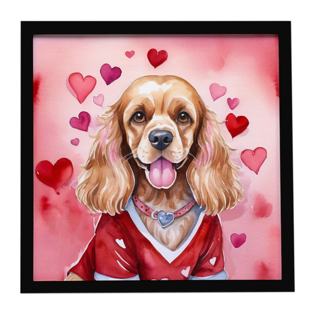 Cocker Spaniel My Valentine Framed Metal Print Bathroom, Kitchen, Office, Home Decor Wall Art Ready to Hang, Square, 8X8
