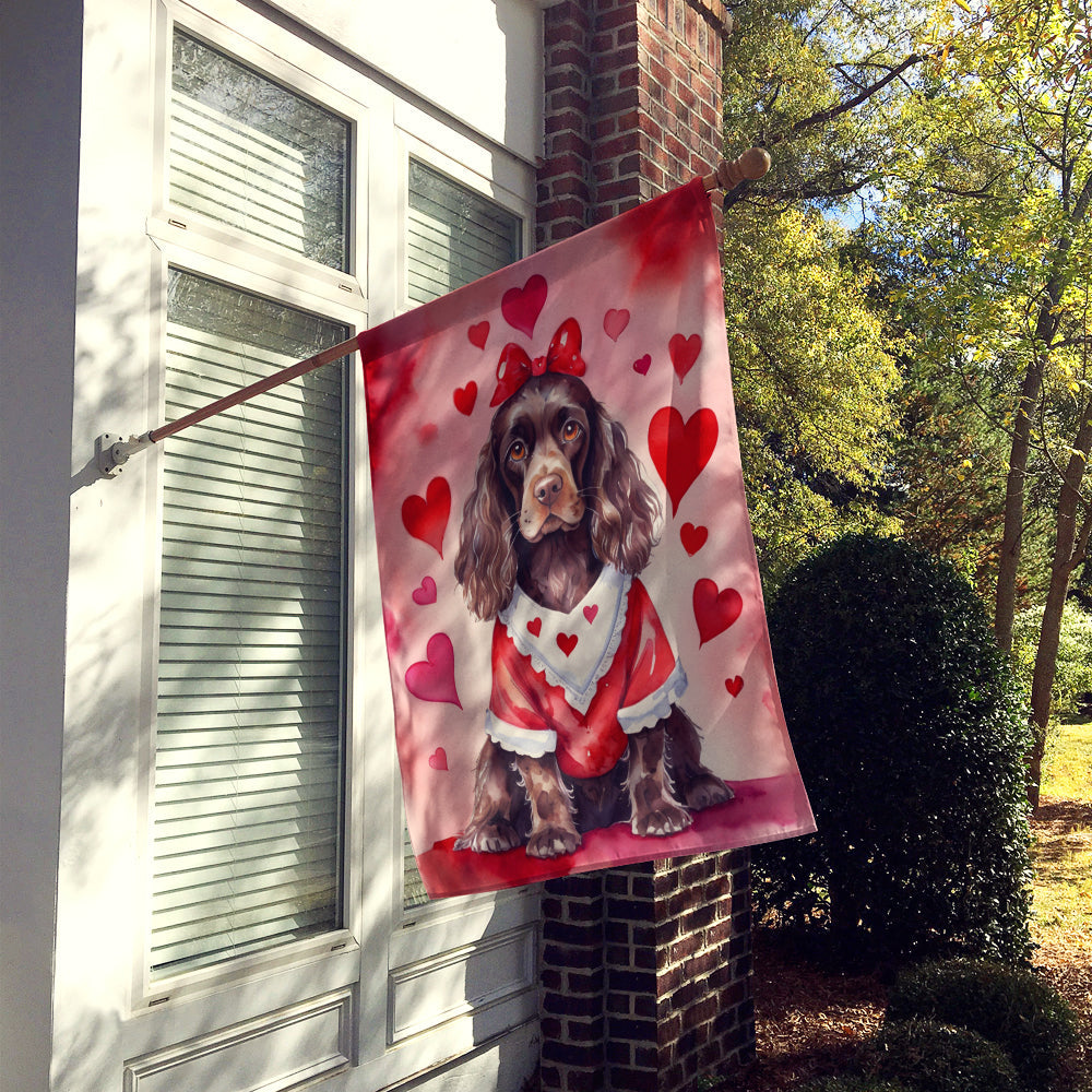 Cocker Spaniel My Valentine House Flag 28x40 Porch Sleeve Pole Decorative Outside Yard Banner Artwork Wall Hanging, Polyester