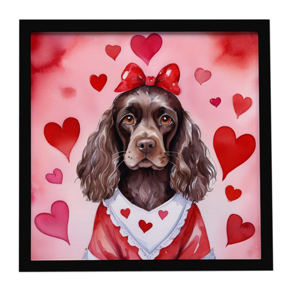 Cocker Spaniel My Valentine Framed Metal Print Bathroom, Kitchen, Office, Home Decor Wall Art Ready to Hang, Square, 8X8