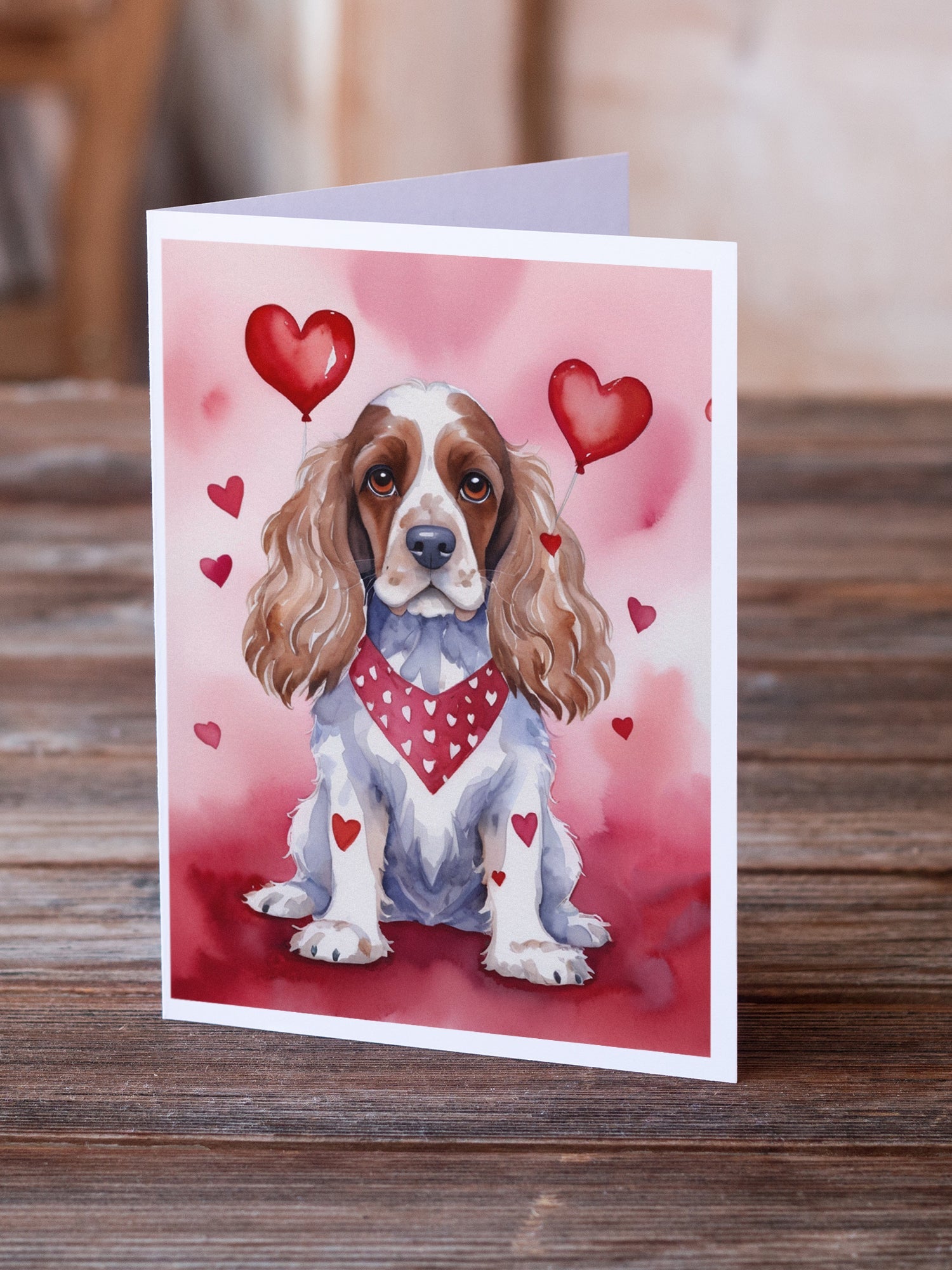 Cocker Spaniel My Valentine Greeting Cards Pack of 8 Blank Cards with Envelopes Whimsical A7 Size 5x7