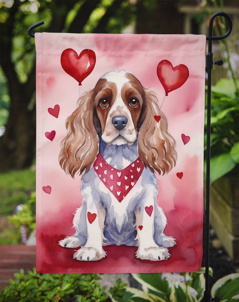 Cocker Spaniel My Valentine Garden Flag Mailbox Decorative Yard Banner Outside Patio Artwork for Flower Beds, Garden Size, Multicolor