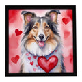 Collie My Valentine Framed Metal Print Bathroom, Kitchen, Office, Home Decor Wall Art Ready to Hang, Square, 8X8