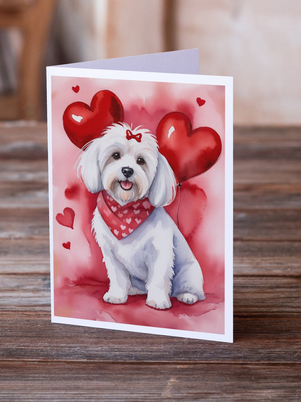 Coton de Tulear My Valentine Greeting Cards Pack of 8 Blank Cards with Envelopes Whimsical A7 Size 5x7