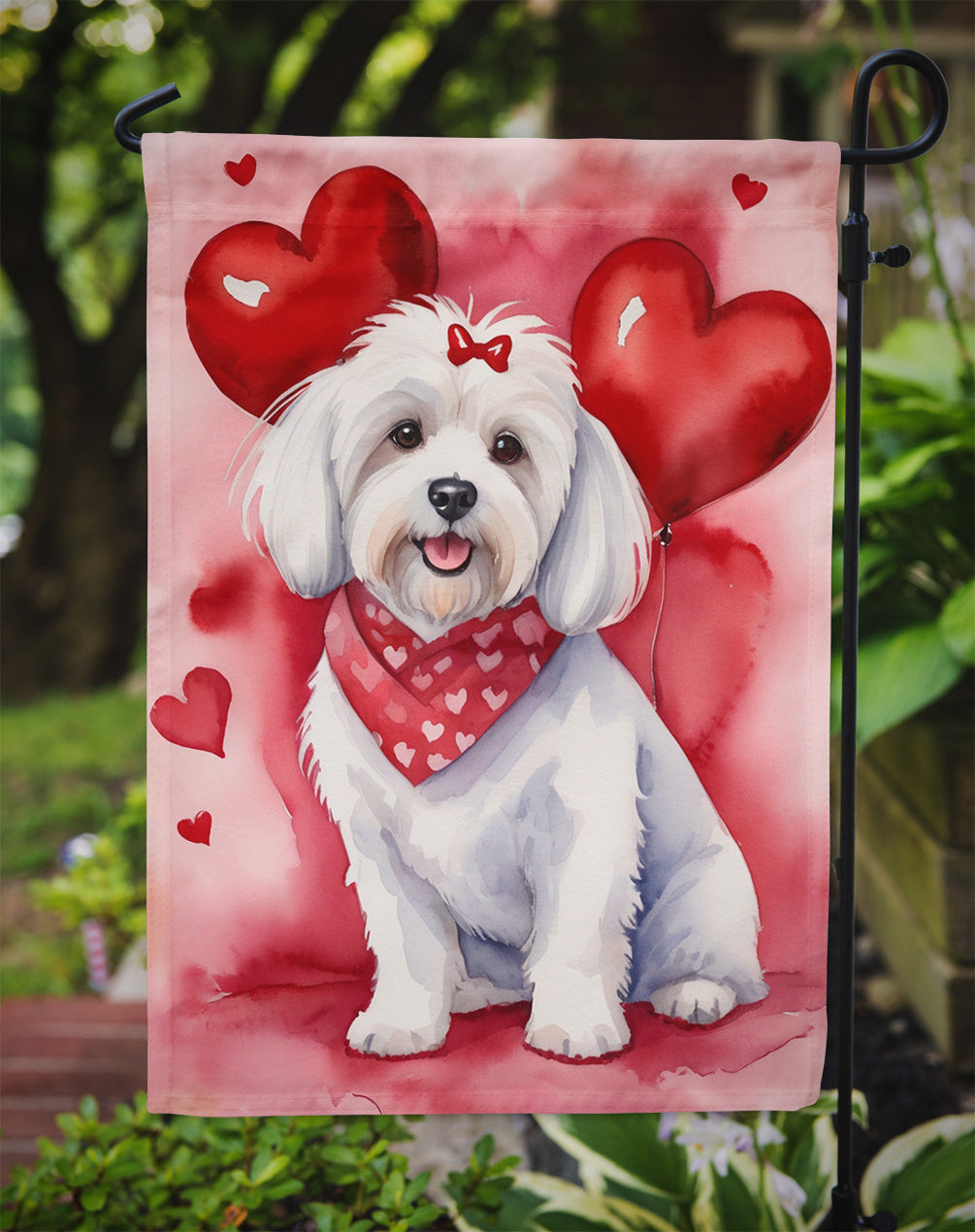 Coton de Tulear My Valentine Garden Flag Mailbox Decorative Yard Banner Outside Patio Artwork for Flower Beds, Garden Size, Multicolor