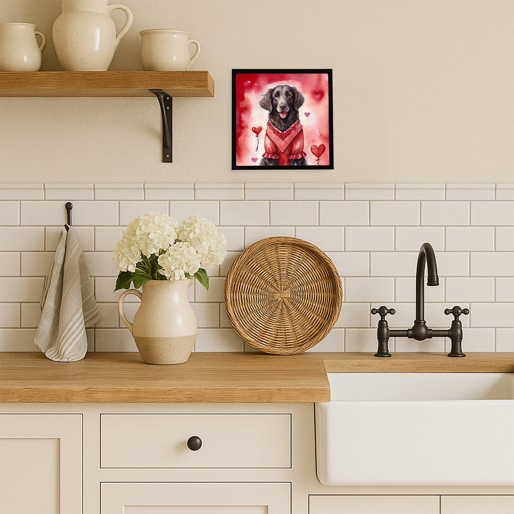Curly-Coated Retriever My Valentine Framed Metal Print Bathroom, Kitchen, Office, Home Decor Wall Art Ready to Hang, Square, 8X8