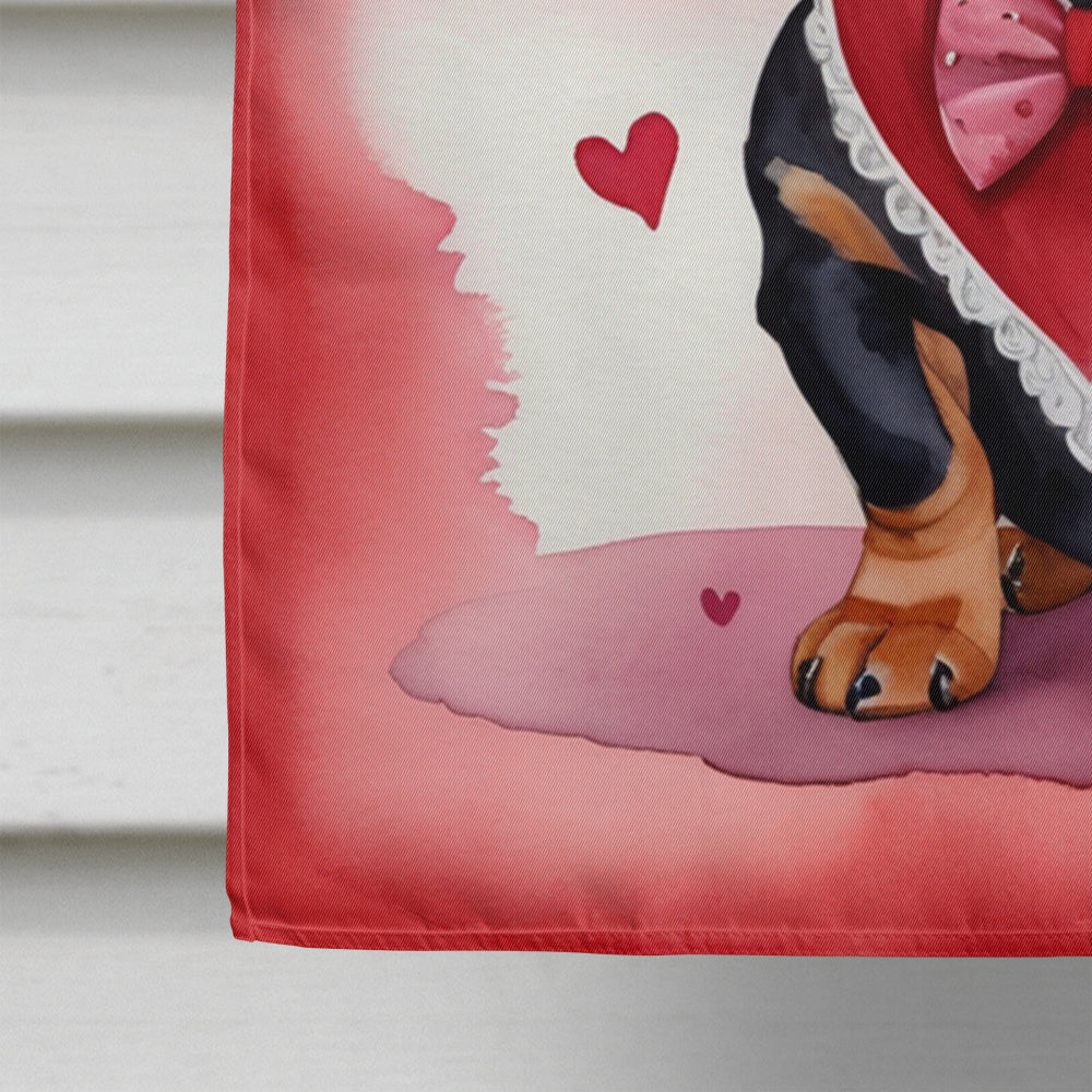 Dachshund My Valentine House Flag 28x40 Porch Sleeve Pole Decorative Outside Yard Banner Artwork Wall Hanging, Polyester