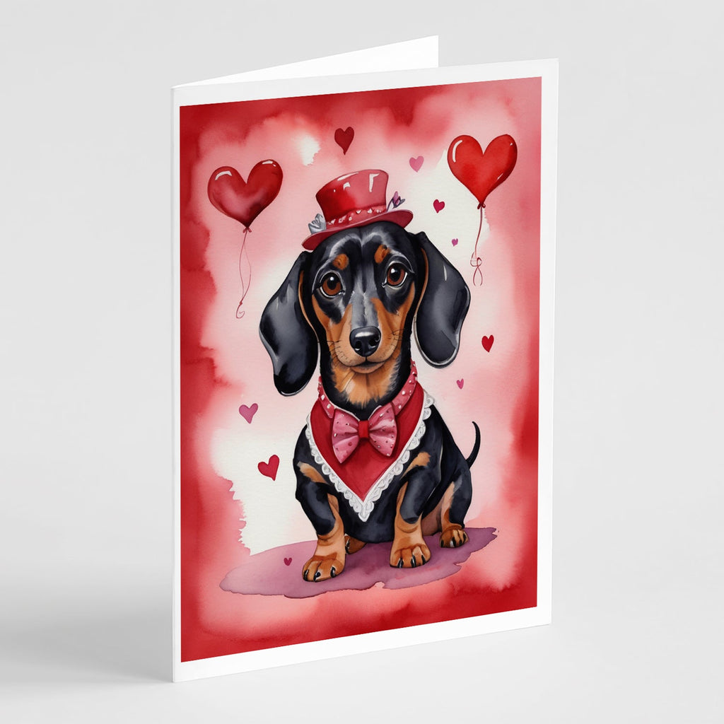 Dachshund My Valentine Greeting Cards Pack of 8 Blank Cards with Envelopes Whimsical A7 Size 5x7