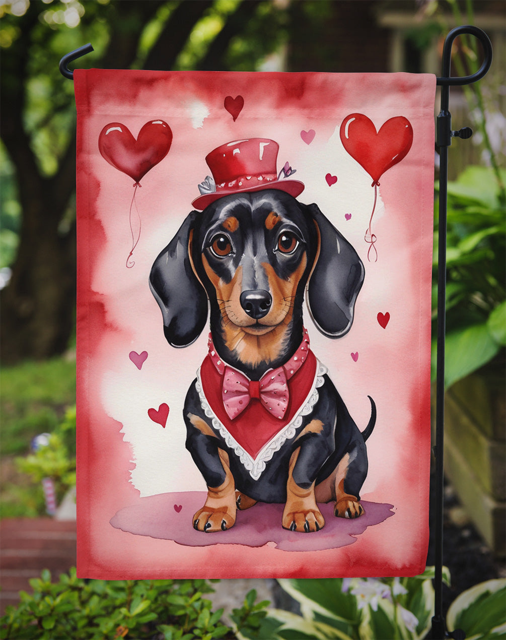 Dachshund My Valentine Garden Flag Mailbox Decorative Yard Banner Outside Patio Artwork for Flower Beds, Garden Size, Multicolor