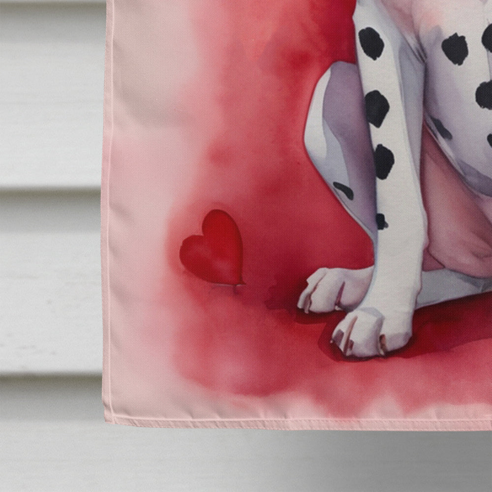 Dalmatian My Valentine House Flag 28x40 Porch Sleeve Pole Decorative Outside Yard Banner Artwork Wall Hanging, Polyester
