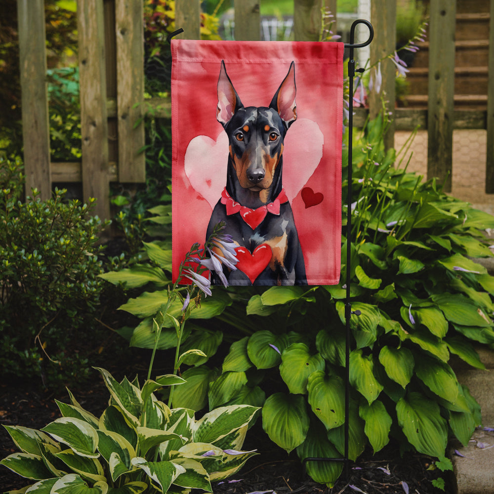 Doberman Pinscher My Valentine Garden Flag Mailbox Decorative Yard Banner Outside Patio Artwork for Flower Beds, Garden Size, Multicolor